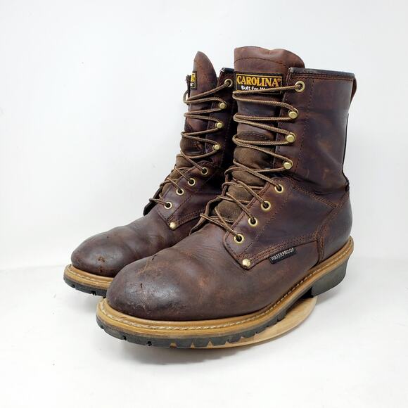 Carolina Elm Boots Mens 9.5 2E WIDE Soft Toe EH Brown Logger Work Shoes CA8821 - Picture 2 of 15